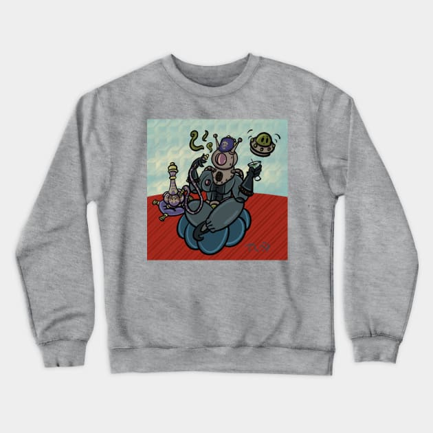 SpaceGal Hookah Time Crewneck Sweatshirt by BowlerHatProductions